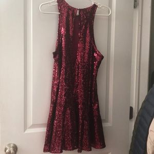 Red sequin party dress
